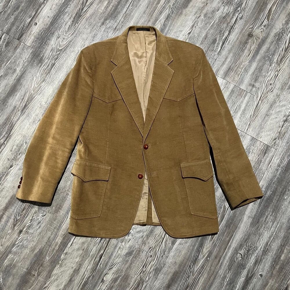 Vintage 70s Levis BIG E Western Velveteen Plush Blazer 44R